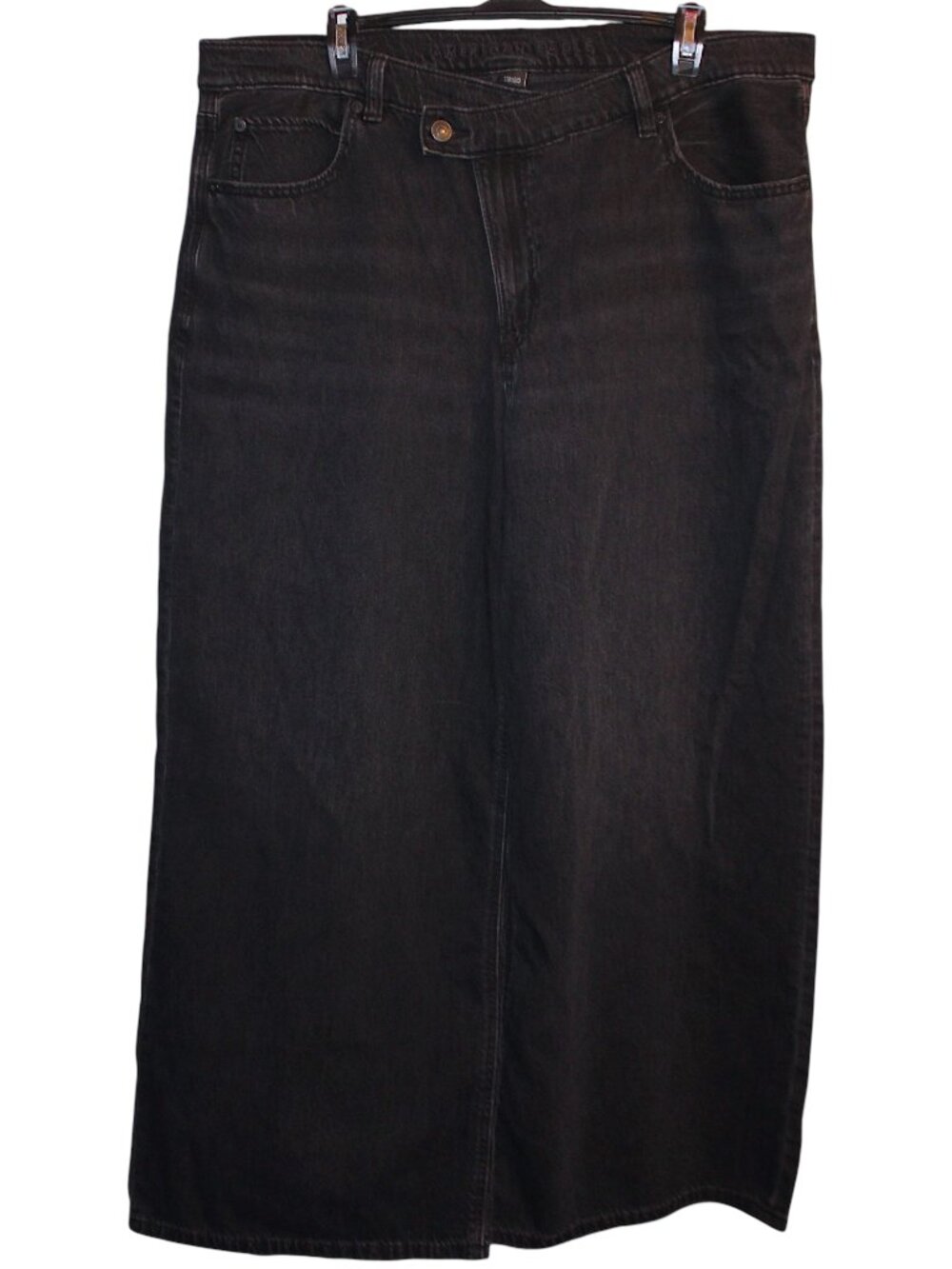 American Eagle Strigid Low Rise Ultra Wide Leg Crossover Jeans Washed Black 16S